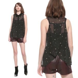 Hot Topic black moons stars slit back tank top M